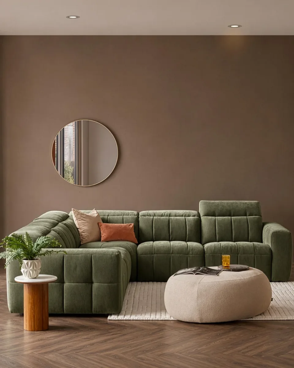 Skye dark green fabric large corner sofa - Image 3