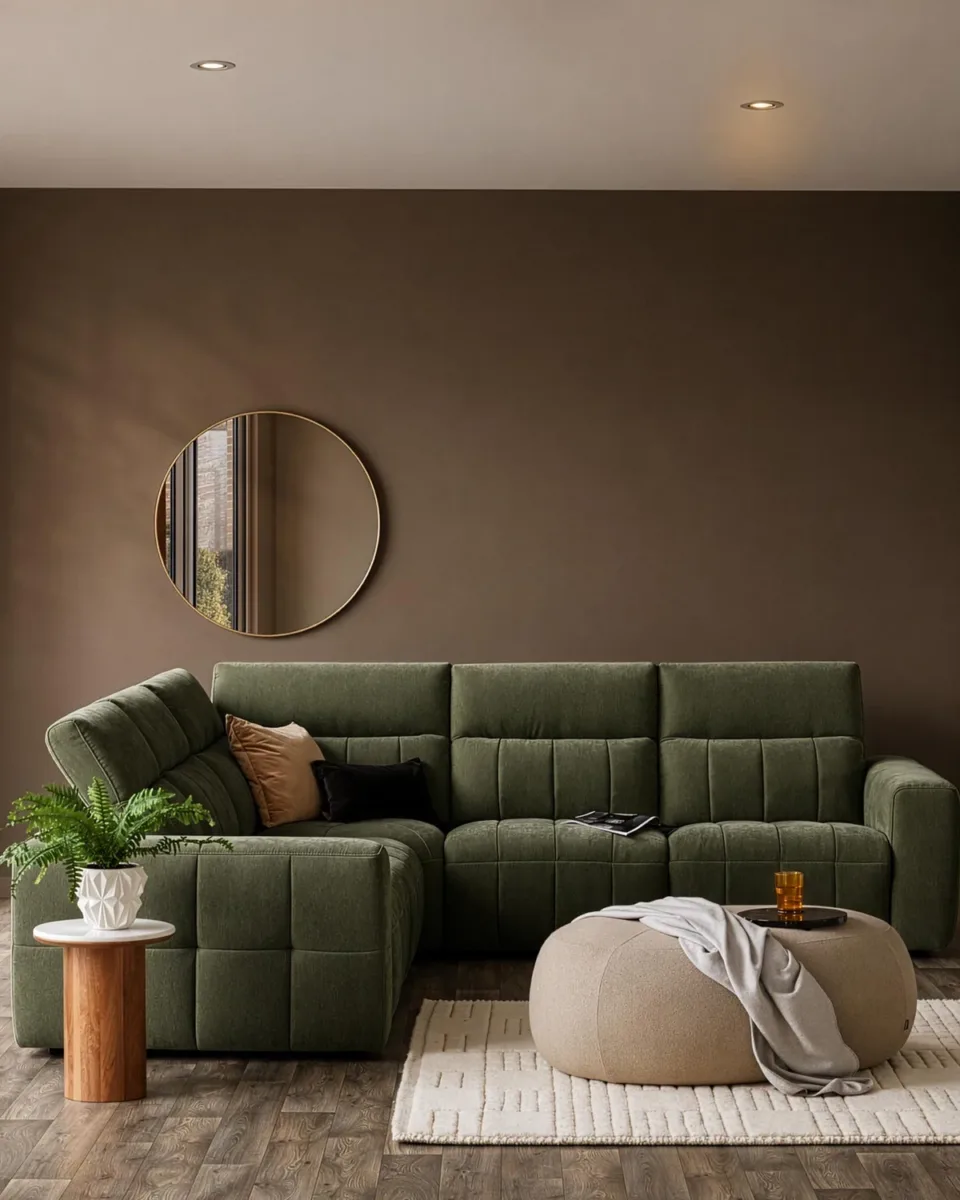 Skye dark green fabric small corner sofa - Image 3