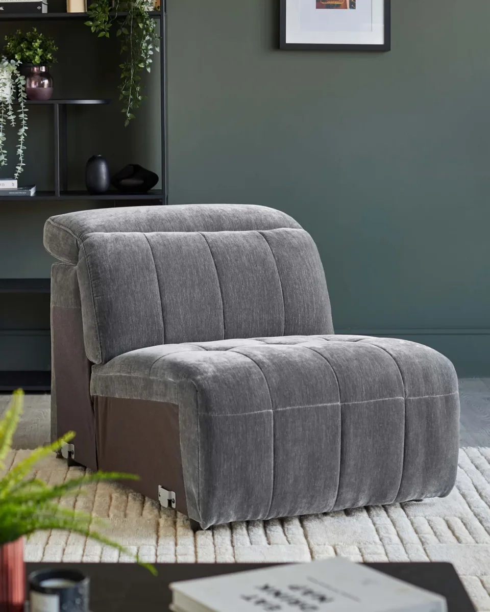Skye dark grey fabric single sofa module