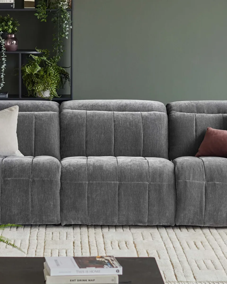 Skye dark grey fabric single sofa module - Image 2
