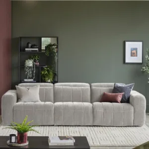 Skye light grey fabric 3 seater recliner sofa