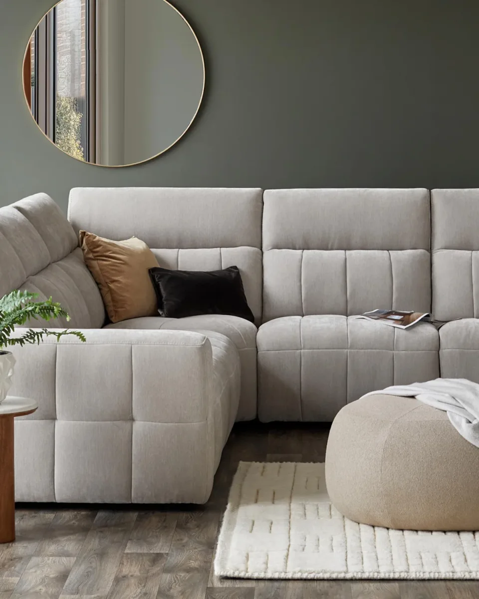 Skye light grey fabric single sofa module - Image 4