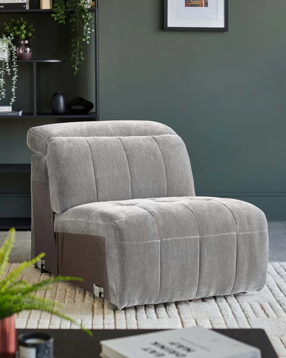 Skye light grey fabric single sofa module