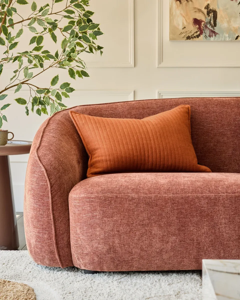 Sloane rust medium linen mix rectangle cushion - Image 2