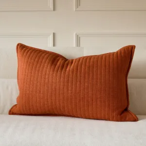 Sloane rust medium linen mix rectangle cushion