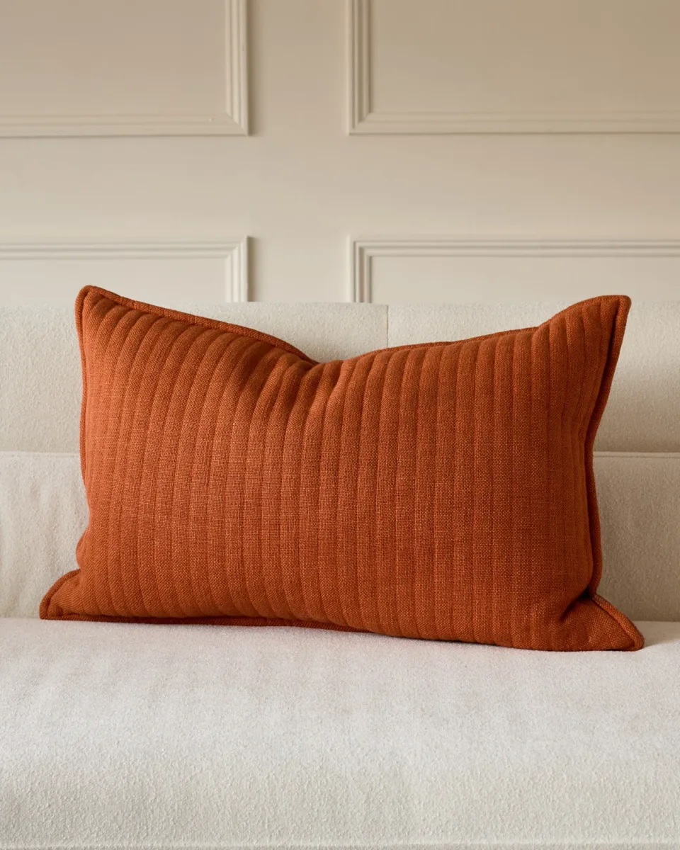 Sloane rust medium linen mix rectangle cushion