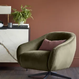 Soren olive green velvet swivel accent chair