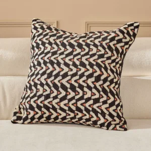 Teela black patterned large fabric cushion