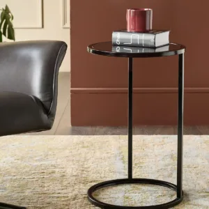 Thea Smoked Mirror and Black Tray Table