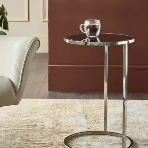 Thea Smoked Mirror and Stainless Steel Tray Table