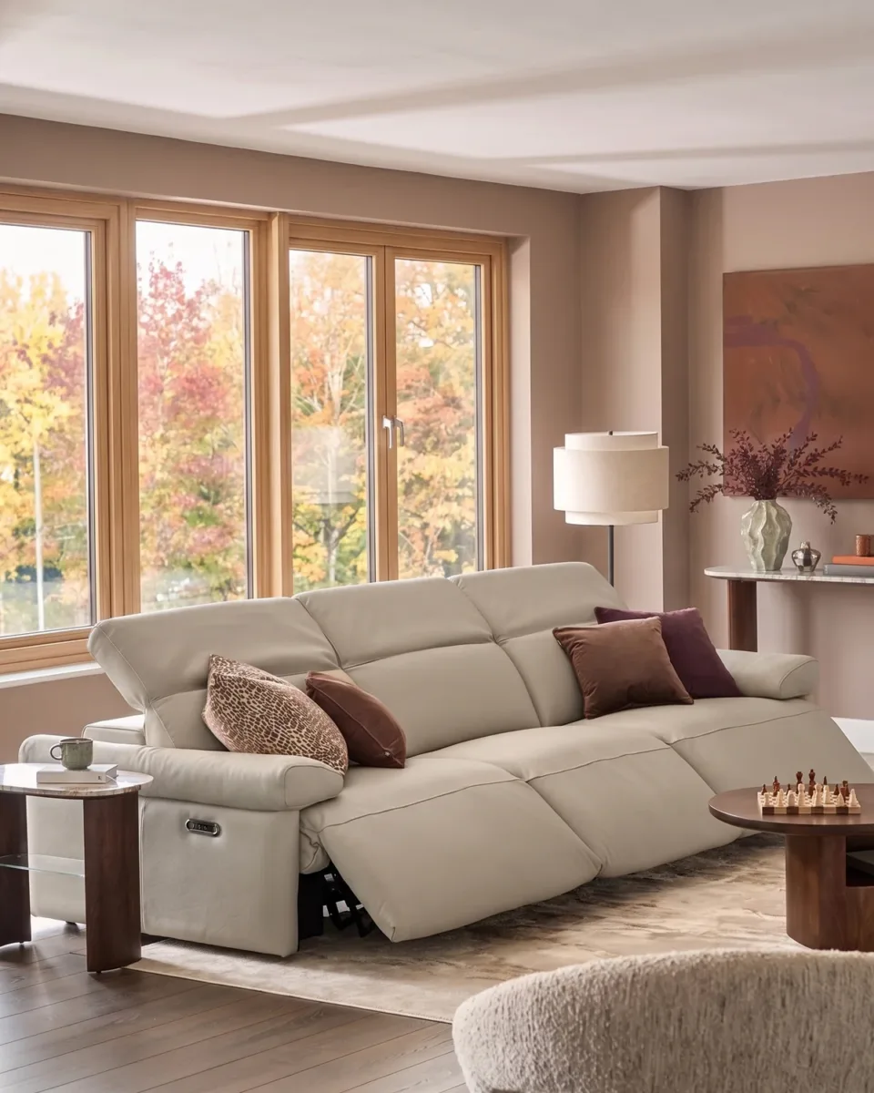 Triana natural grey leather 4 seater sofa - Image 2