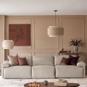Triana natural grey leather 4 seater sofa