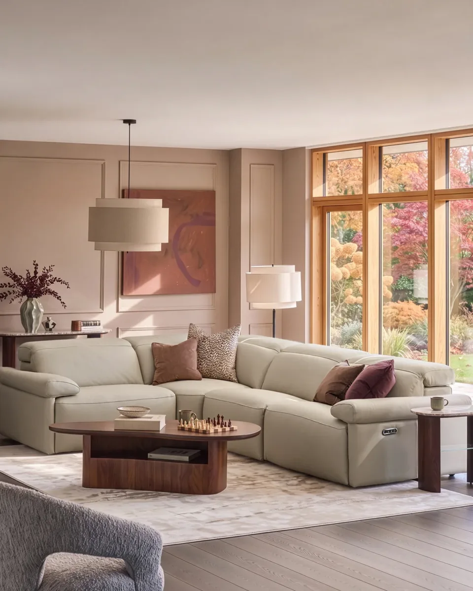 Triana natural grey leather left hand small corner sofa - Image 4