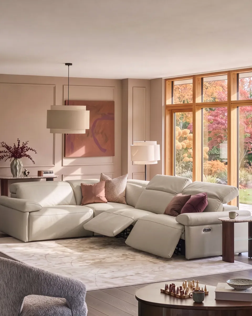 Triana natural grey leather left hand small corner sofa - Image 3