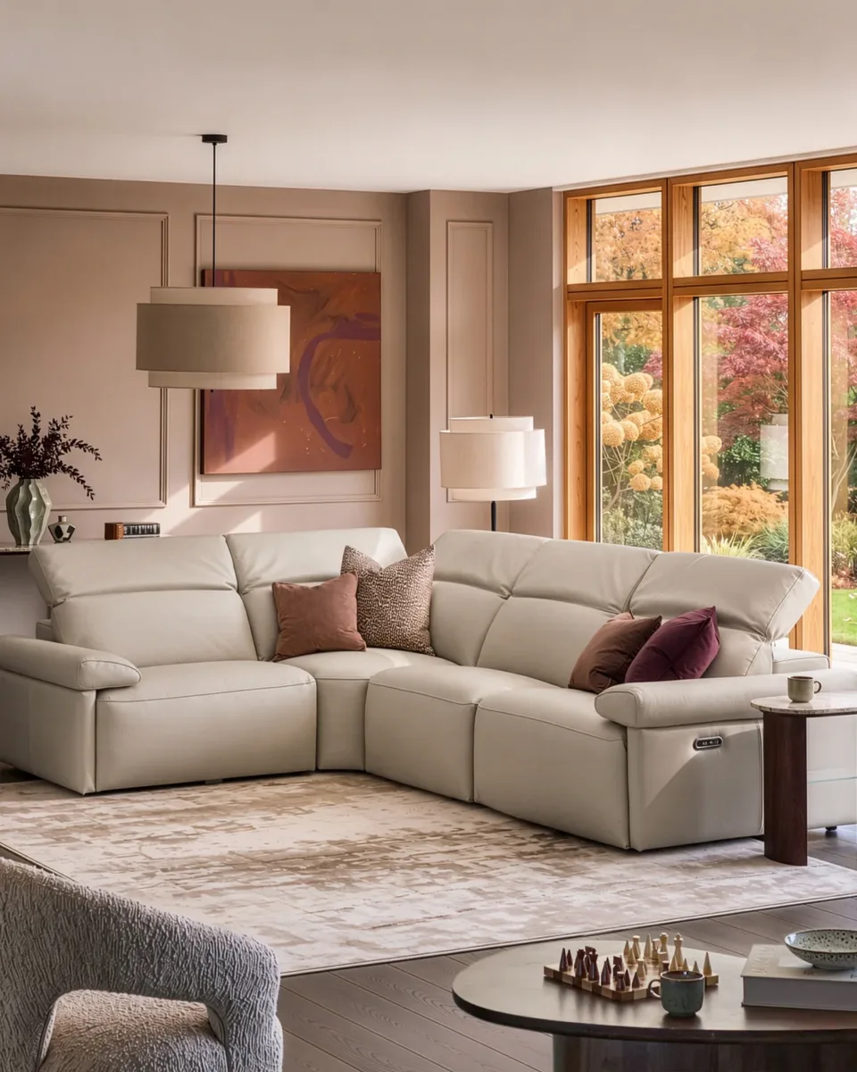 Triana natural grey leather left hand small corner sofa - Image 2