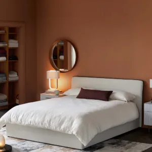 Turin ivory dual tone fabric super king ottoman storage bed