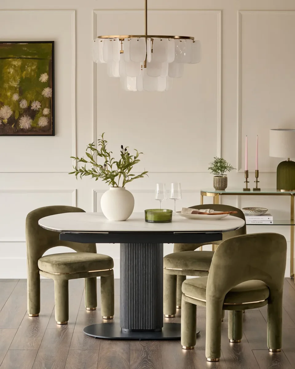 Vidal white ceramic 4 - 6 seater extending dining table - Image 4