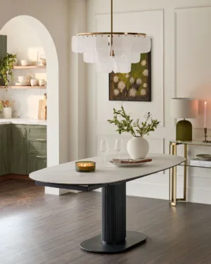 Vidal white ceramic 4 - 6 seater extending dining table