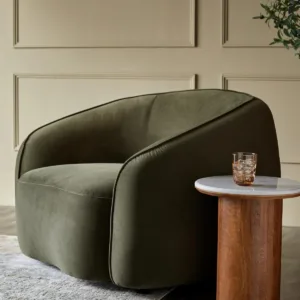 Zoey olive green velvet armchair