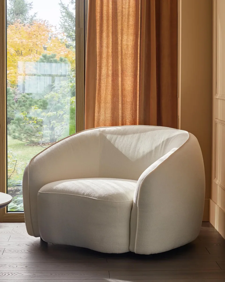 Zoey ivory boucle armchair
