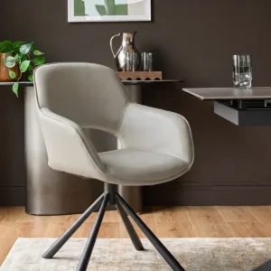 Marlow light grey faux leather swivel dining chair